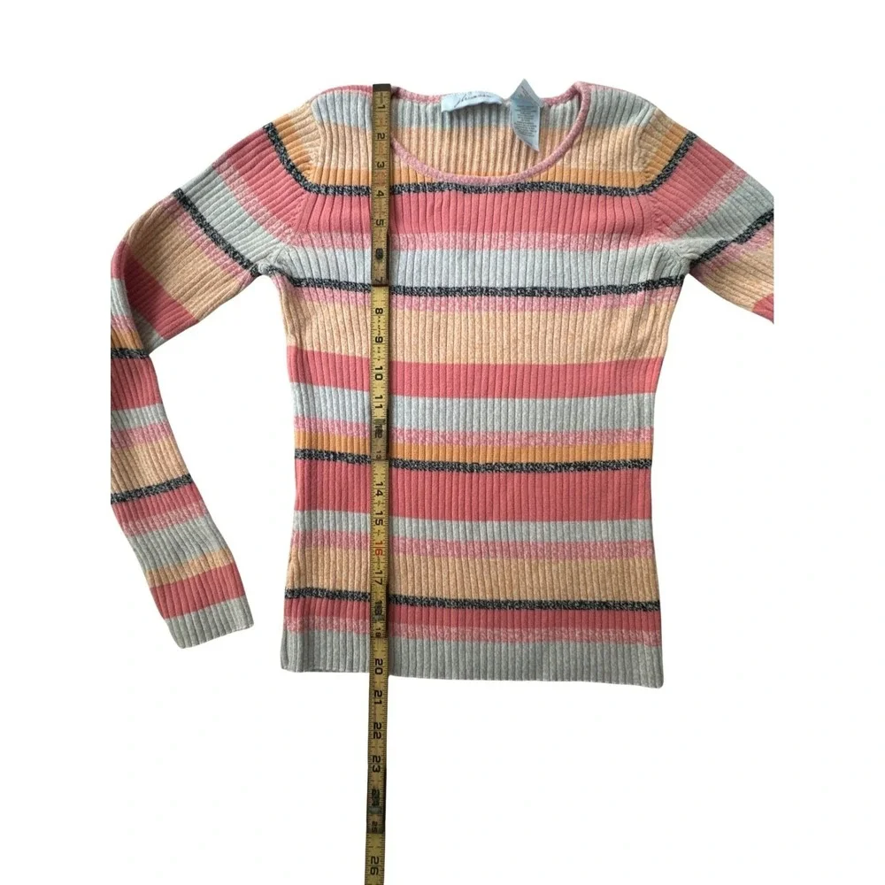 JH Collectibles Preppy Women's Striped Ribbed Pullover‎ Sweater Size S Pink Y2K